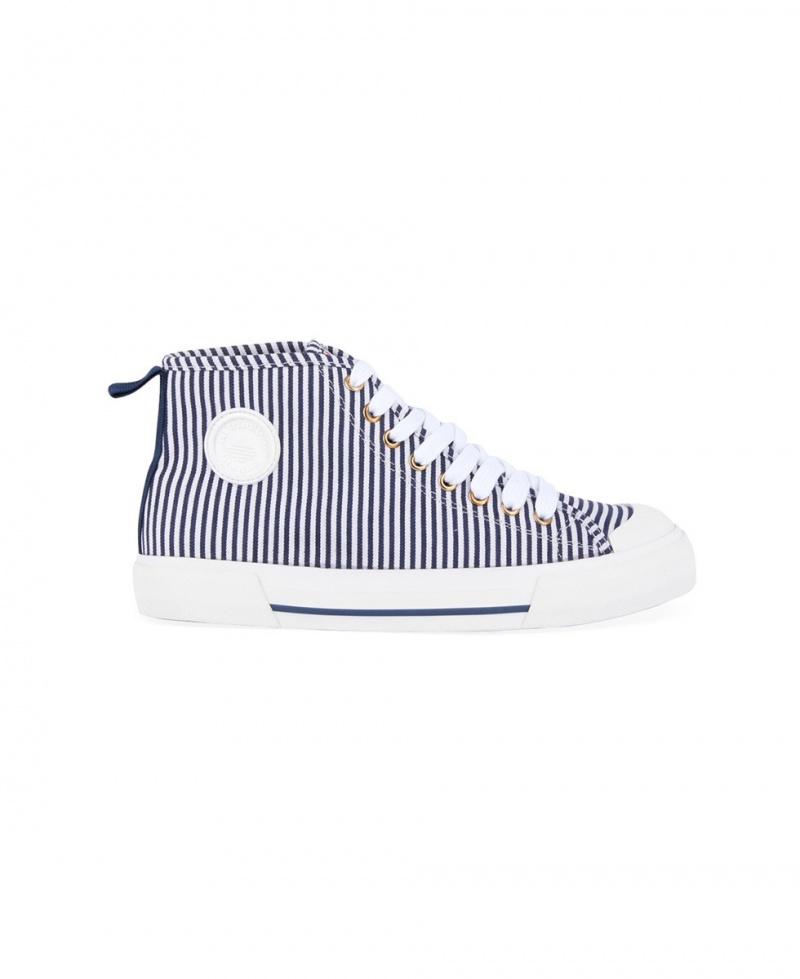 Tennis toile Les Tropeziennes MOLOKAI High Top Marine Raye Femme|YQZO-73619025